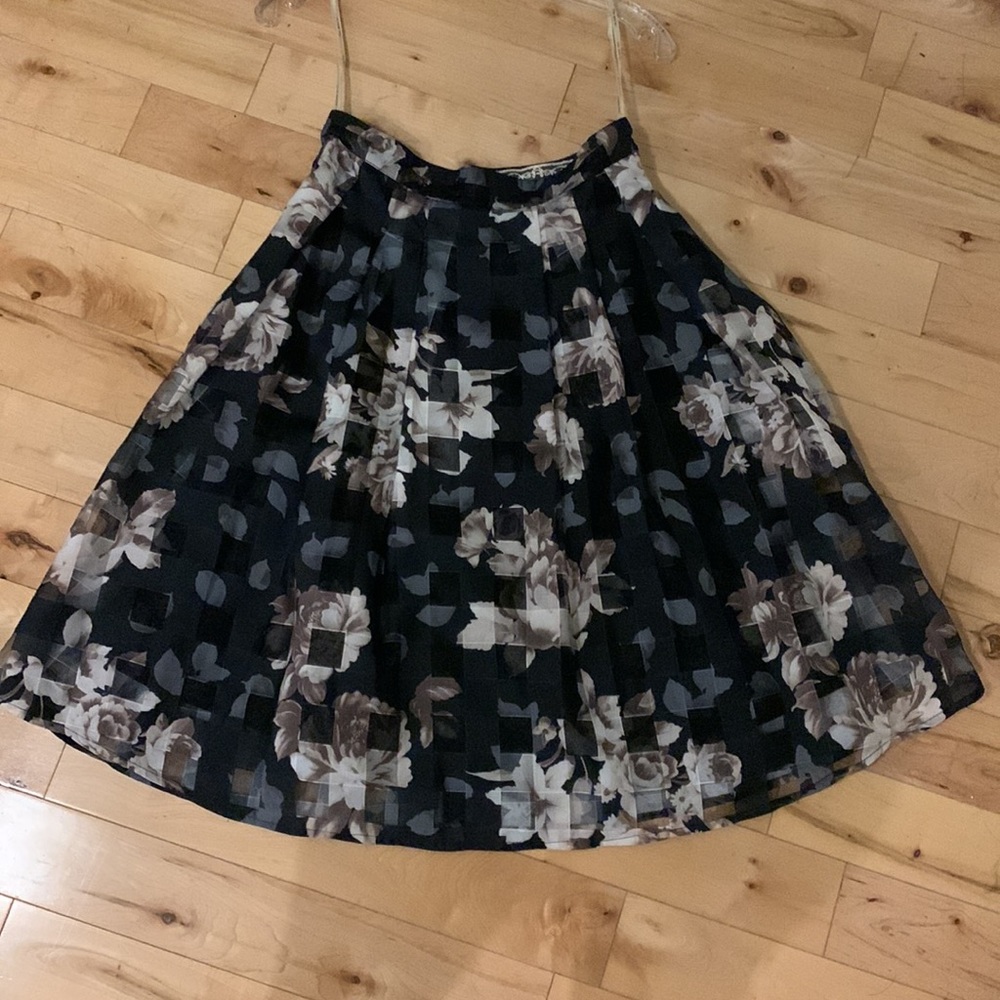 A-line midi floral skirt